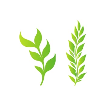 Green leaves icon set vector