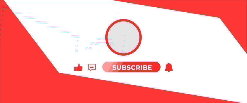 A red and white background with a button that says subscribe vector