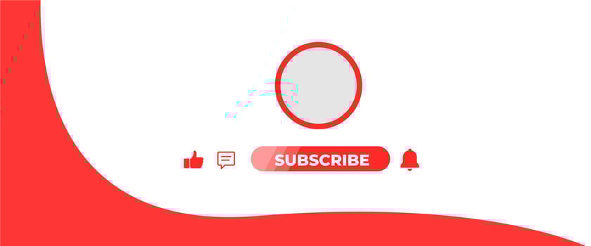 A red and white background with a red circle and a button that says subscribe vector