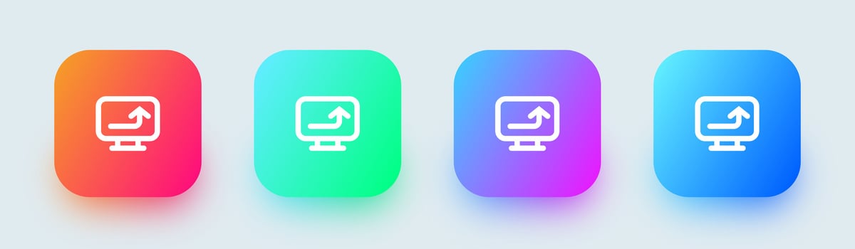 Upload line icon in square gradient colors. Arrow signs illustration. vector