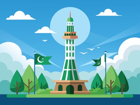 14th August pakistan special day it is suitable for banner and poster . Quide tomb illustration. Pakistani flags design vector