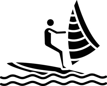 Wind surfing solid glyph illustration vector