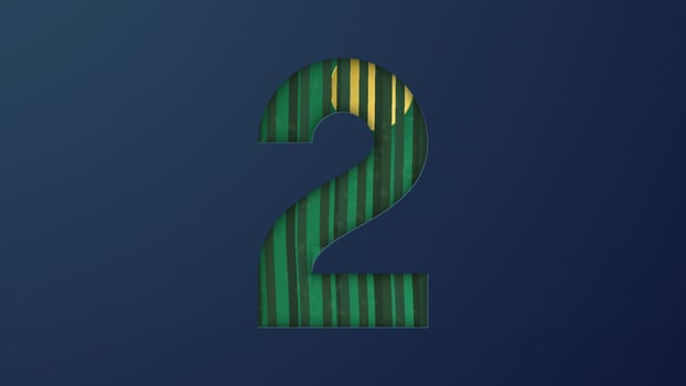 Art of number 2 with green line pattern and yellow moon. vector