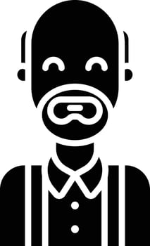 Grandfather, Old man solid glyph illustration vector