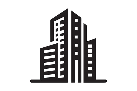 A black and white image of a building with a tall tower vector