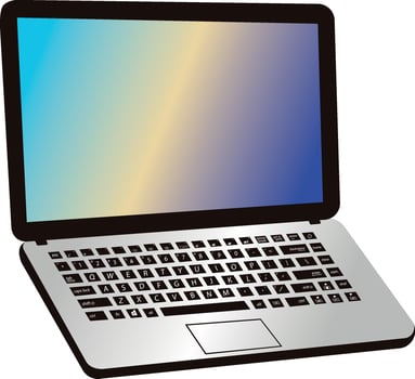 Laptop flat illustration. Computer laptop cartoon with colorful screen vector