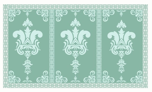 Classic Damask Seamless Pattern baroque green tone style Elegant Textile Design vector