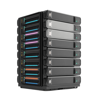 Multi-Colored Computer Case with Multiple Hard Drives on Display png