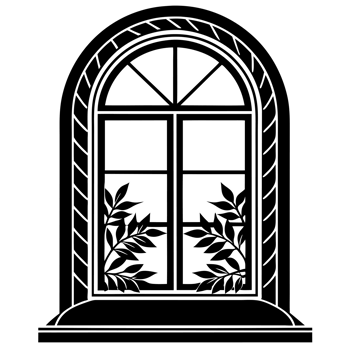 A black window frame flower cutouts png