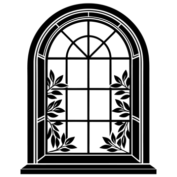 A black window frame flower cutouts png