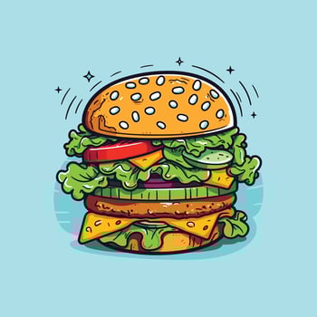veggie burger clip art illustration for menu, poster, web vector