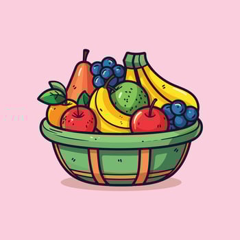 fresh fruit basket clip art illustration vector