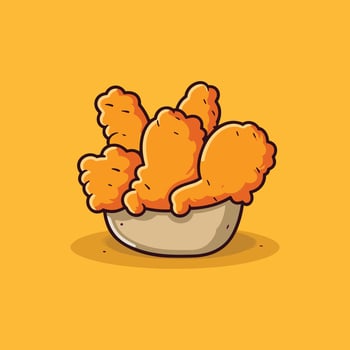 chicken tenders illustration. clean line and cool color clip art for menu, poster, web vector