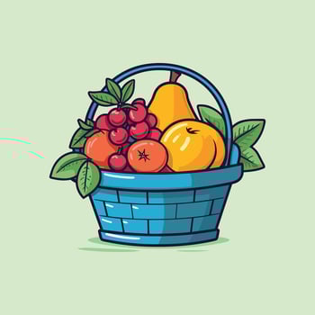 fresh fruit hamper clip art illustration vector