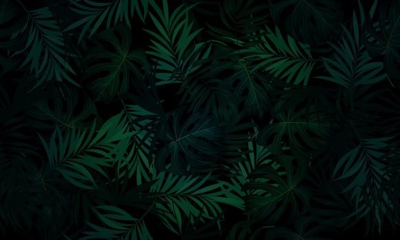 botanical leaves seamless pattern. dark background. vintage smooth floral wallpaper. vector