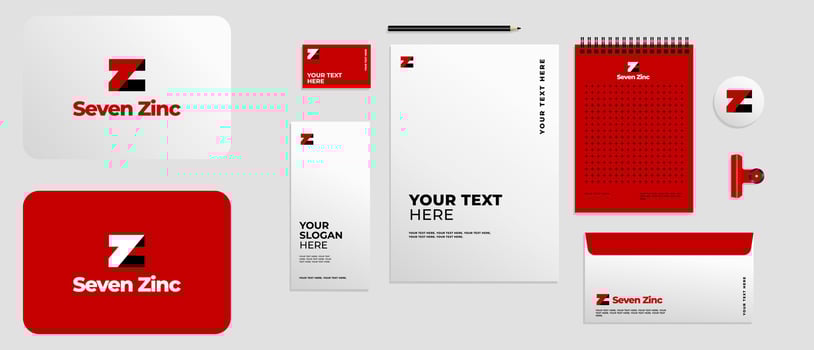Minimalist Logo Letter Z combined with number 7 seven, logo Bold, modern and Solid. with full brand kit stationery, Mega bundle pack. Editable file vector