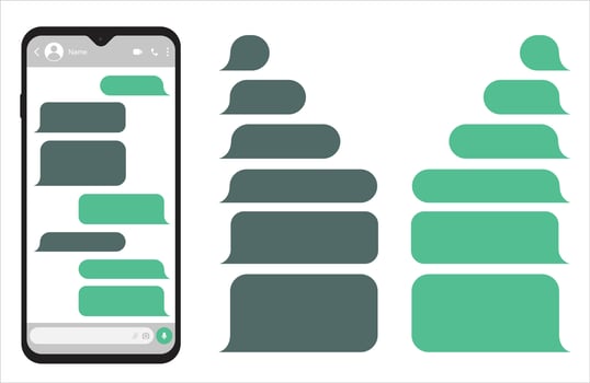 Phone screen message bubbles icons. Design for chat. message tab log. vector