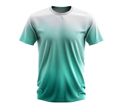 White and Teal Gradient T-Shirt Mockup. Isolated on transparent background png