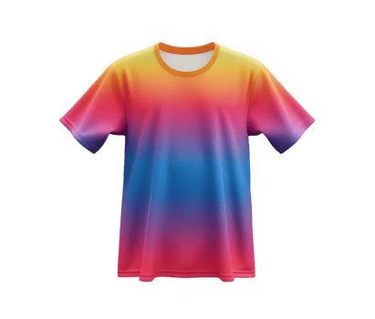 Rainbow Gradient T-Shirt Mockup. Isolated on transparent background png