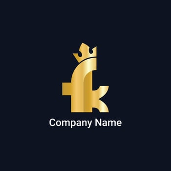 FK letter logo with crown shape logo design template. vector