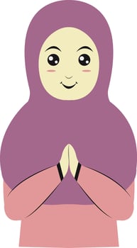 A cartoon woman in a purple hijab vector