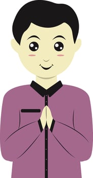 A man in a purple shirt is praying vector