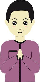 A man in a purple shirt is praying vector