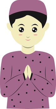 A cartoon boy in a purple shirt and hat vector