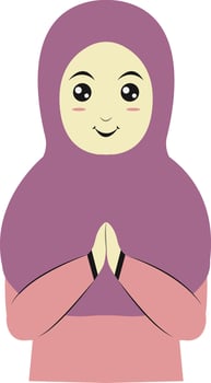 A cartoon woman in a purple hijab vector