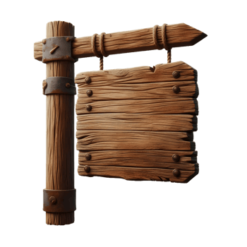 Wooden signboard isolated on transparent background png