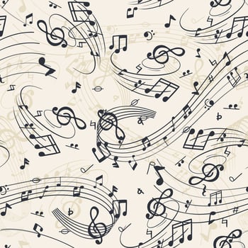 music notes seamless pattern background vector