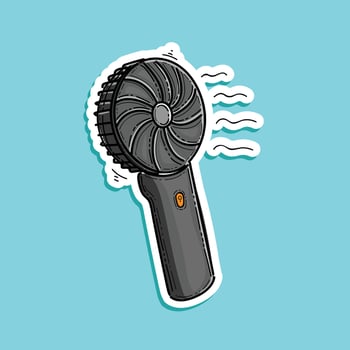 Illustration of grey portable electric hand fan for travelling design for sticker and poster. Enjoys the flow of air from a fan fresh air vector