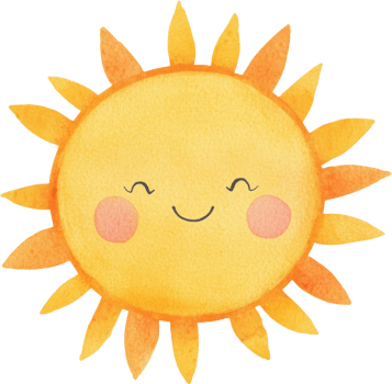 Adorable Watercolor Sun with a Cheerful Smiling Face png