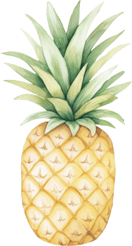 Vibrant Watercolor Painting of a Fresh Pineapple png