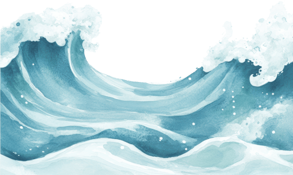 Captivating Watercolor Art of Ocean Waves Amidst a Storm png