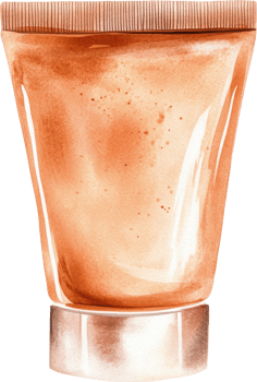 Creative Watercolor Illustration of a Cosmetic Tube with Warm Tones png