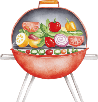 Colorful Veggies Sizzling on a Charcoal Grill A Summer Delight png