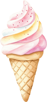 Delicious Watercolor Ice Cream Cone with Sprinkles png