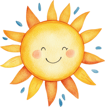 Charming Sun Illustration with Radiant Smile and Vibrant Colors png