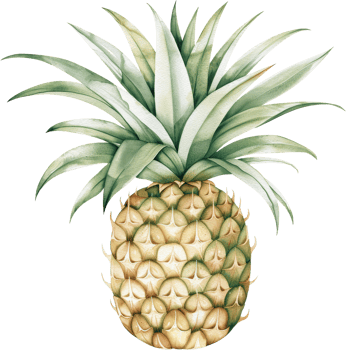 Vibrant Watercolor Illustration of a Pineapple on a Transparent Background png