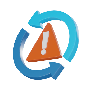 3D Sync Problem Icon, Digital Warning and Reload Symbol Illustration png