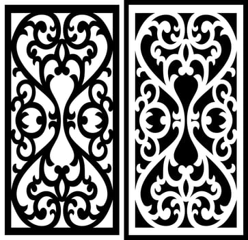 Black and white abstract flower leaf pattern laser cutting vector