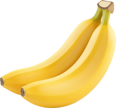 Illustration of Two Bright Yellow Bananas with a Transparent Background png
