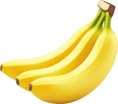 Vibrant Bundle of Three Ripe Bananas in Perfect Yellow Hue png