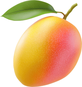 Vibrant and Juicy Mango with Leaf in a Crisp Illustration png