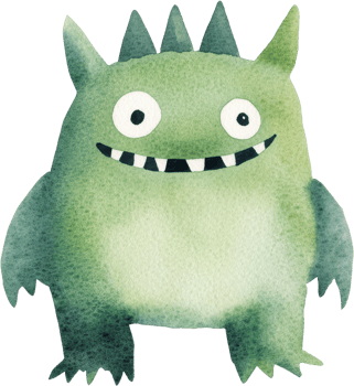 Charming Green Monster with a Playful Smile and Pointed Ears png