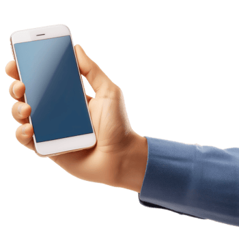 Hand holding mobile chat png
