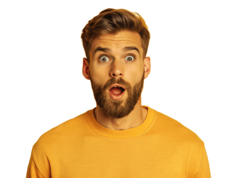 Young man with short beard looking surprised png