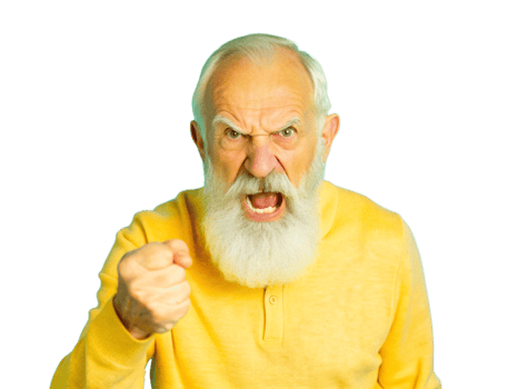 Elderly man with a beard showing anger png