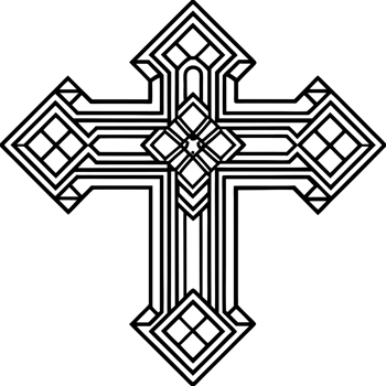 A cross with a geometric design on it png